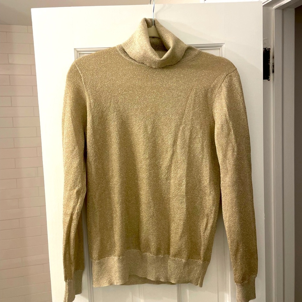 J Crew beautiful gold shimmery turtleneck sweater